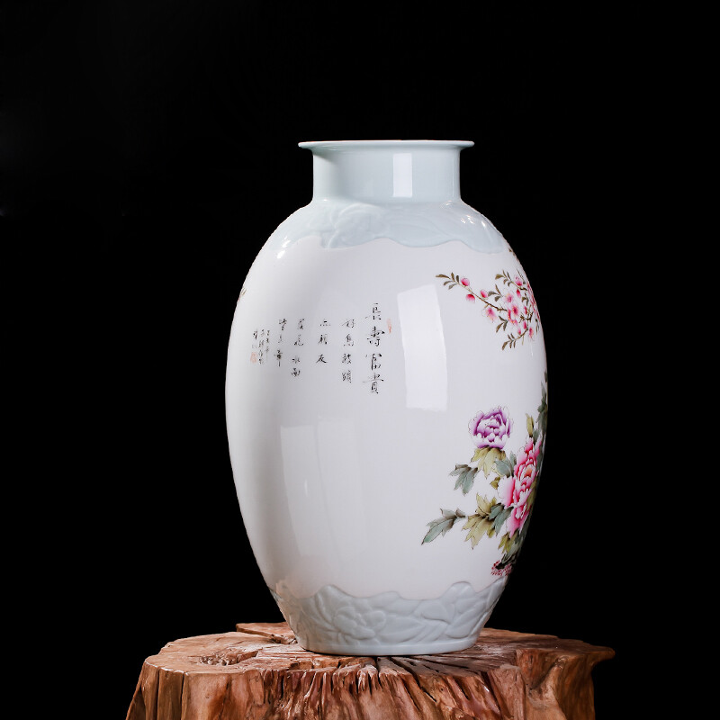 景德鎮全手工粉彩陶瓷 長壽富貴藝術仿古花瓶的收藏與饋贈價值